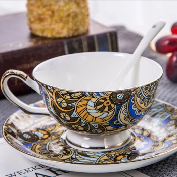 

Bone China Coffee Cup Coffee Cup and Saucer Gold Tea Cup and Saucer Set Tazas Para Cafe Espresso Cups Travel Cup Bb50