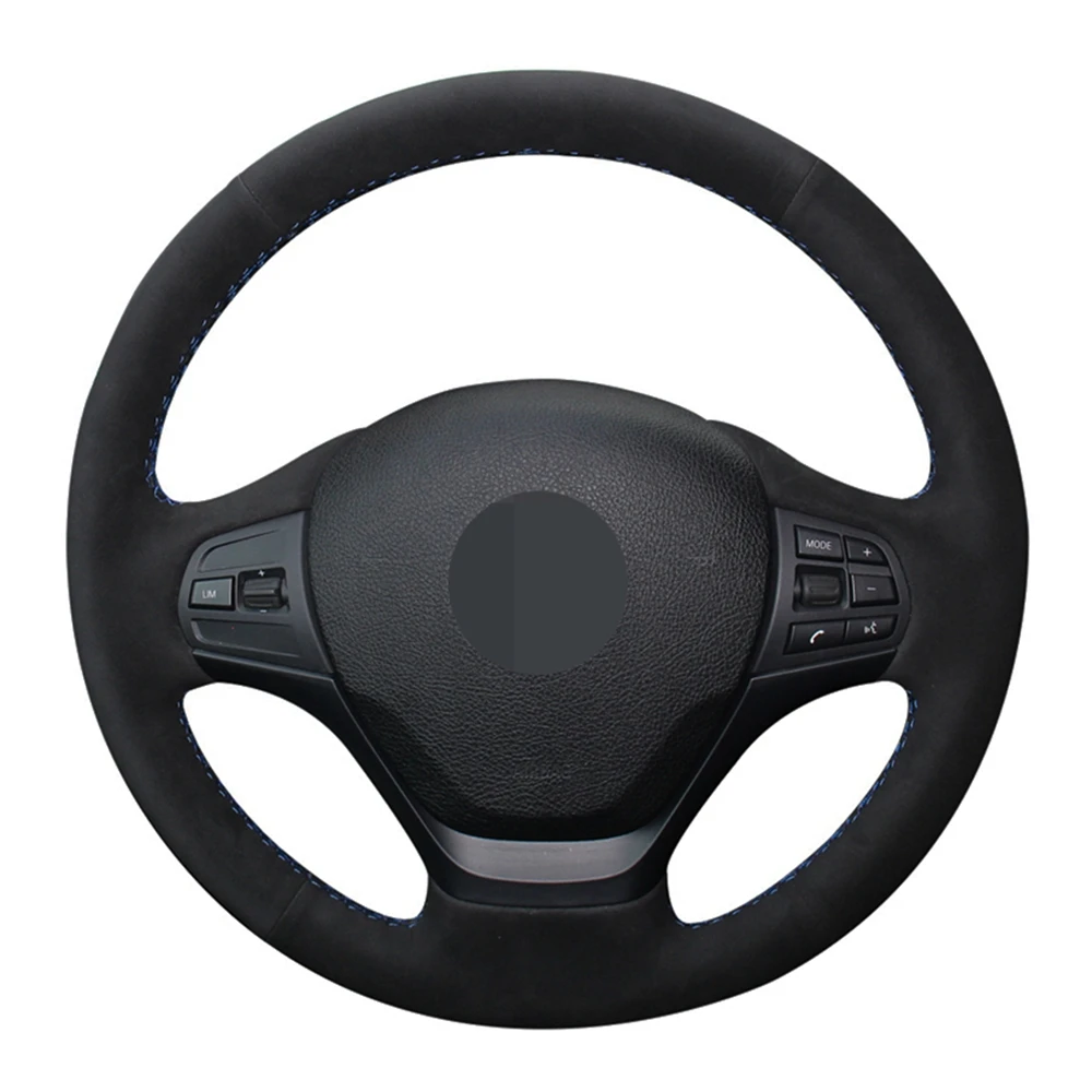 Car Steering Wheel Cover Diy Black Genuine Leather Suede For Bmw F30