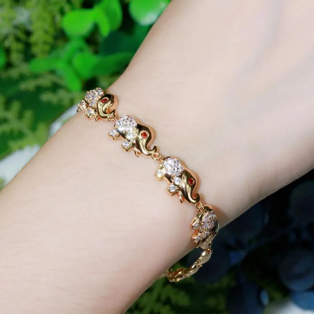 Pera Cute Elephant Shape Animal Charm Bracelets Bangles for Women