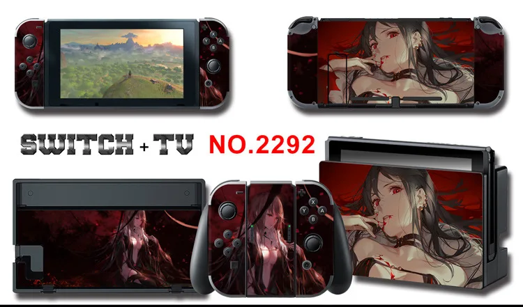 1set New Cute Anime Full Body Sticker for NS Switch Protective Cover Skin Colorful Art for Game Console Joy-Con Controller Decor
