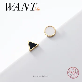 

WANTME Fashion Simple Geometric Round Black Triangle Zircon Stud Earrings for Women Japanese Classic Small Jewelry Accessories