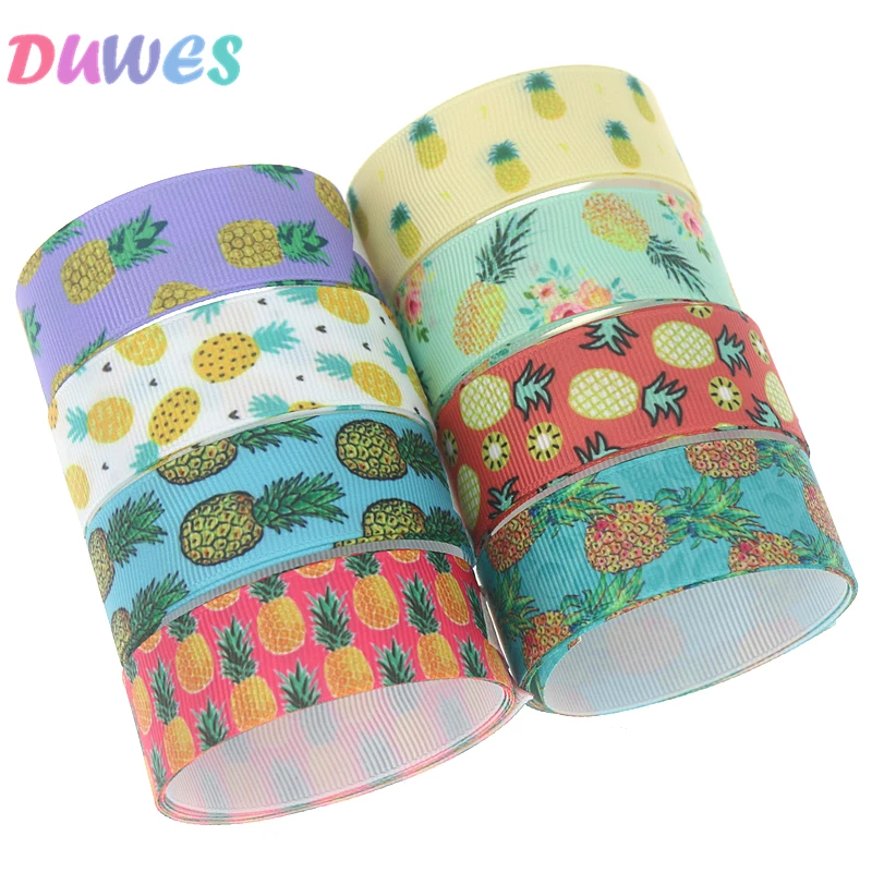 DUWES 50yards fruit pineapple Printed Grosgrain Ribbon Accessory Hairbow Headwear Decoration DIY Wholesale OEM D1143 | Дом и сад