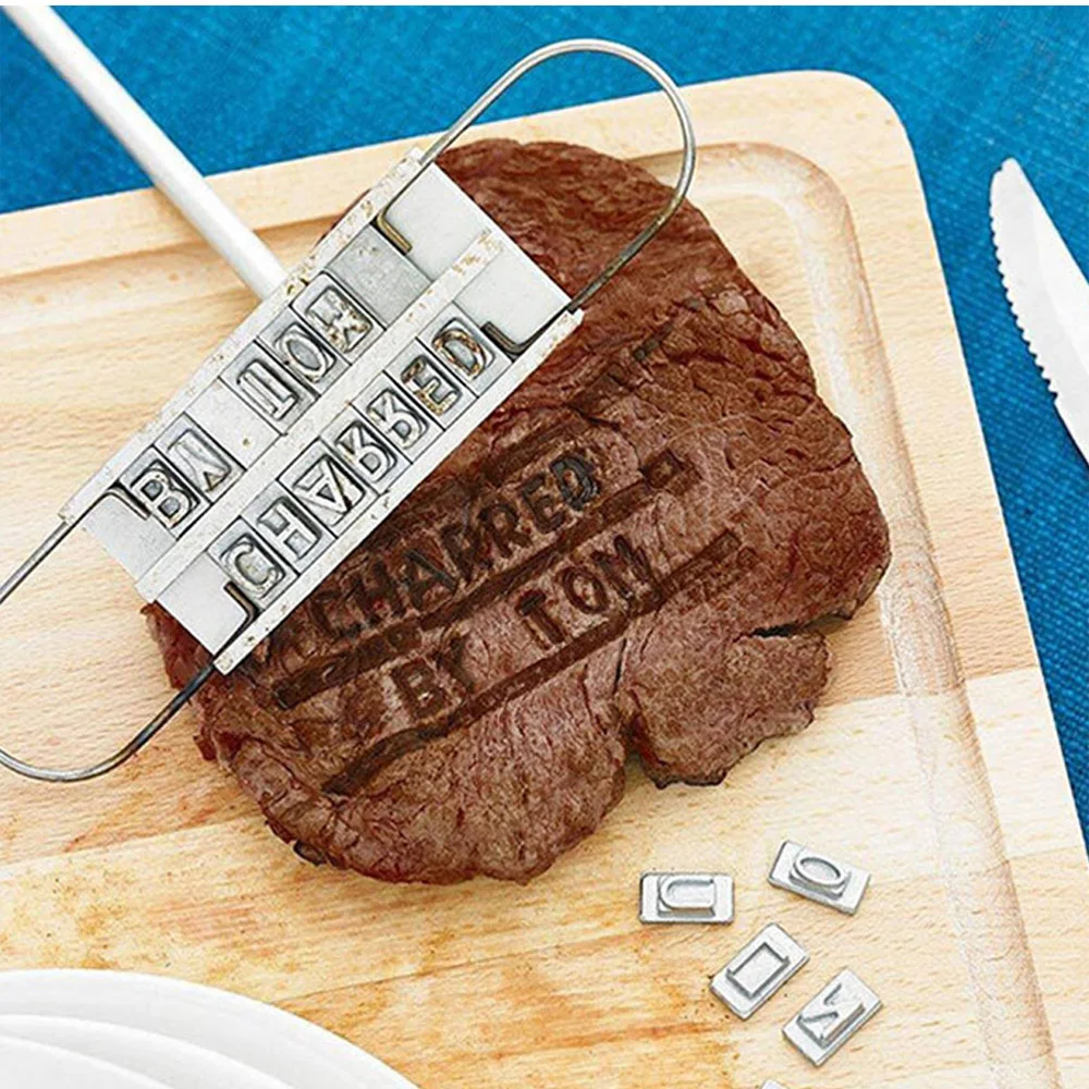 

Personality Steak Meat Barbecue BBQ Meat Iron With Changeable Letters BBQ Tool Changeable 55 Letters new