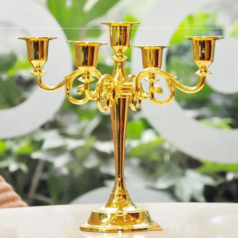 7/5Head Gold-plated Candlestick Vertical Zinc Alloy Pillar Wedding Decoration Home Decoration Candlestick candle holders