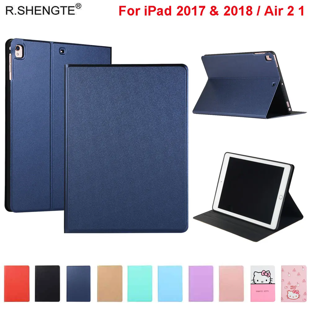 

For iPad 9.7 2018 2017 Air 1/2 Case Premium PU Leather Soft Silicone Back Folio Stand Smart Cover for iPad 5th 6th Gen Cases