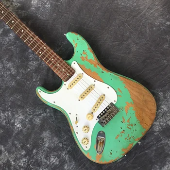 

Custom electric guitar ST, handmade 6-string fingerboard, handmade guitar Blue, free shipping