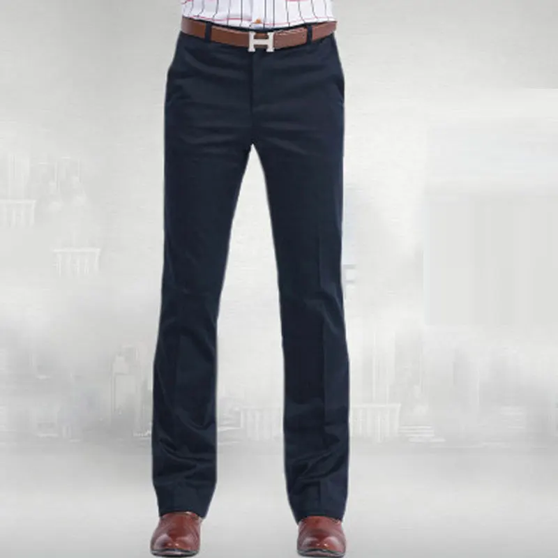 Men's Business Casual Flare Pants Slim-free trousers Male Korean wide-Leg Pants Color: White Khaki Black Navy Blue Gray