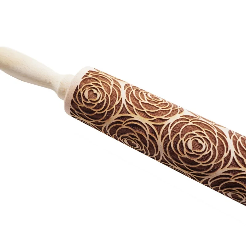 Christmas Embossing Rolling Pin Cake Dough Engraved Roller Snowflake Reindeer for Baking Cookies Noodle Biscuit Fondant Tools