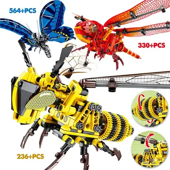 

Creator Simulated Insect Butterfly Technic Bee Red Dragonfly Model DIY Building Blocks Educational Bricks Toys For Kids