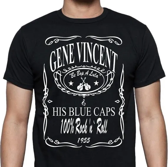 2018 New Short Sleeve Casual Gene Vincent &quotWhiskey&quot T-Shirt Rock&quotn&quotRoll Icon - All Sizes &amp Colours Sale 100 % Cotton T Shirt |