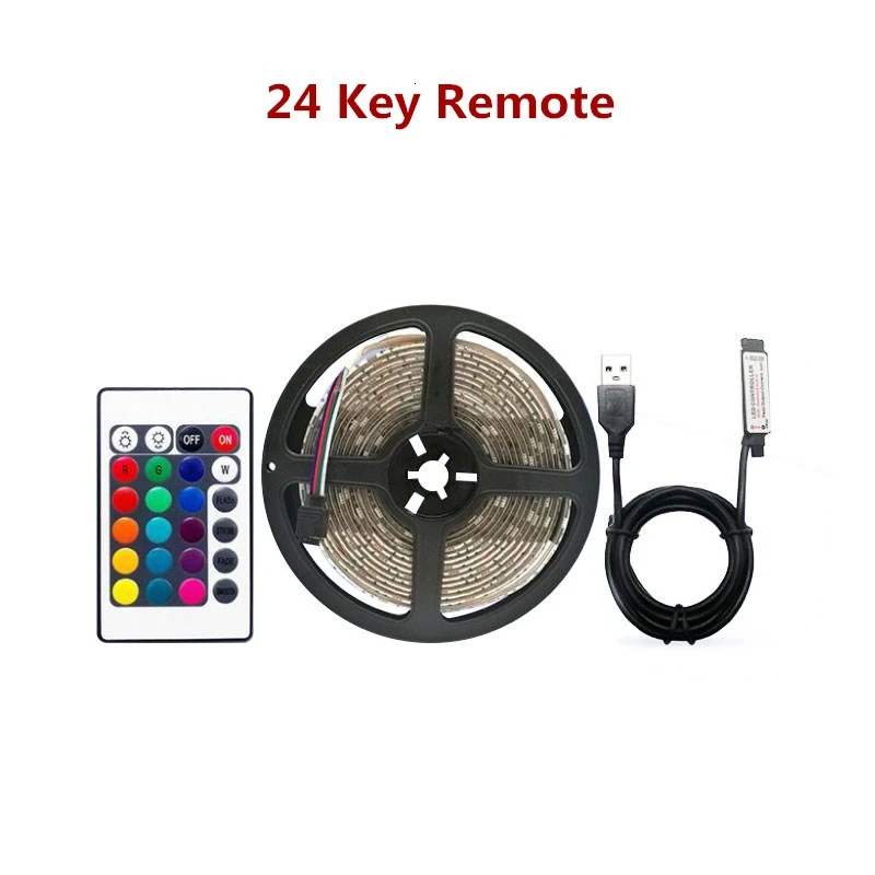 24 Key remote DCOO RGB Светодиодная лента 5050 водонепроницаемая 5 В USB лента с уклоном освещение для телевизора подсветка HD ТВ экран настольный ЖК-монитор для ПК Декор - Испускаемый цвет: 24 Key remote