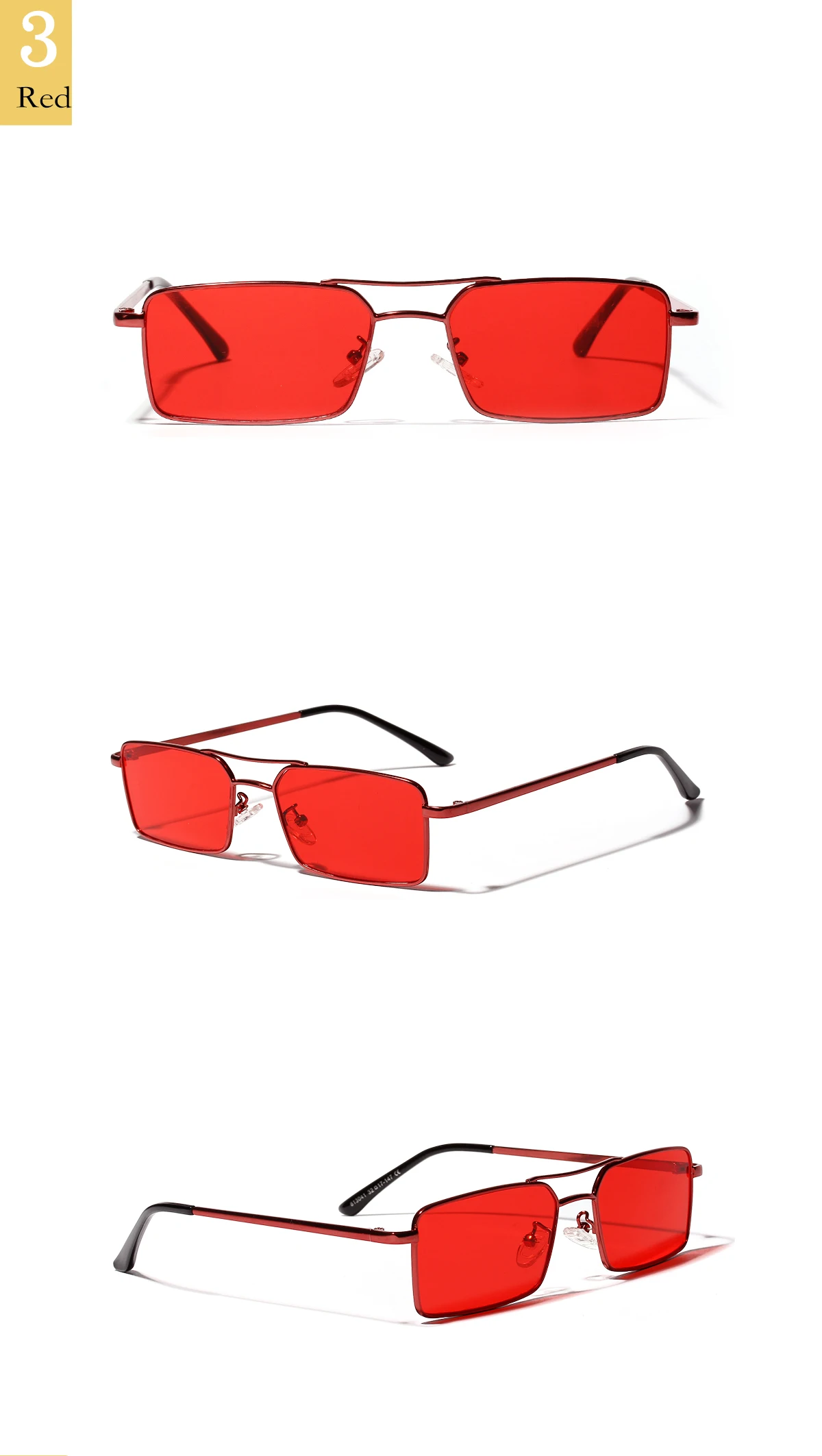 New sunglasses double beam small Metal frame square sunglasses