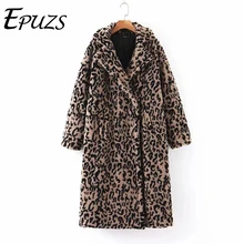 Зимнее леопардовое пальто из искусственного меха винтажное женское длинное меховое пальто теплая меховая куртка уличная Женская Толстая плюшевая Медвежонок пальто