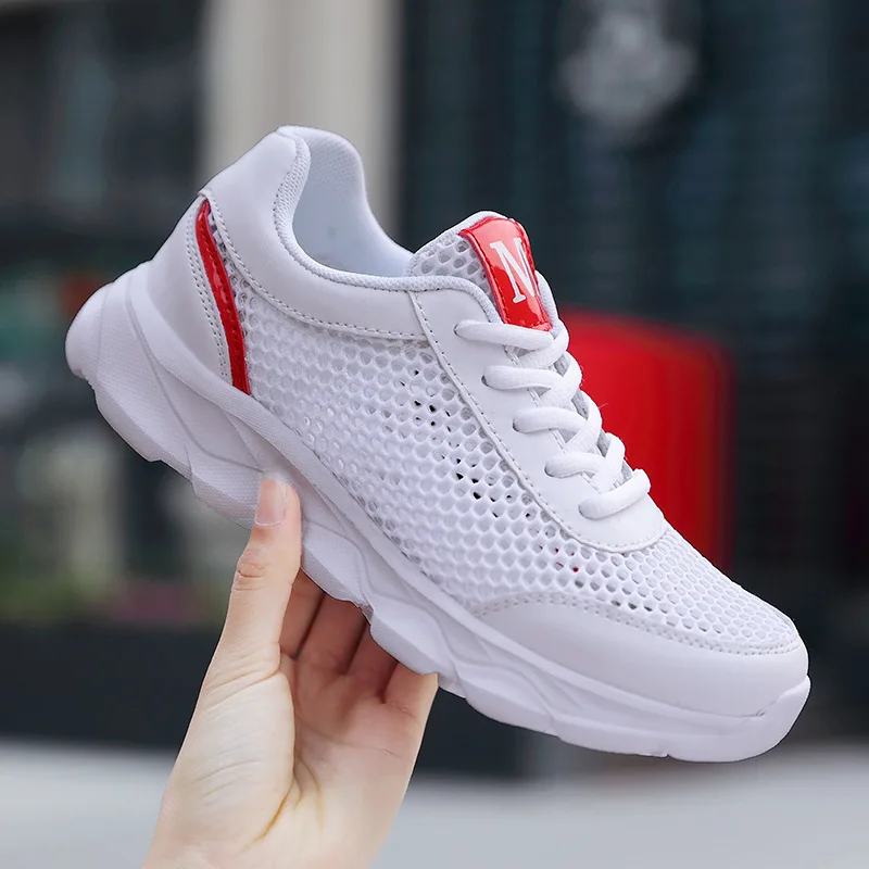

White Shoes Women's Summer 2019 New Style Punched Sheet Surface Casual Running Shoes Versatile Spring Light Soft-Sole Athletic S