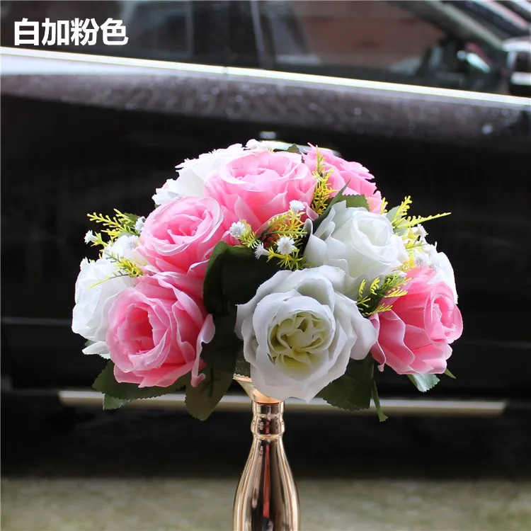 White pink flower 3 размера Свадебные ваза вечерние стойки для цветов центр подсвечник с орнаментом колонна свечи держатель ресторан отель украшения - Цвет: White pink flower