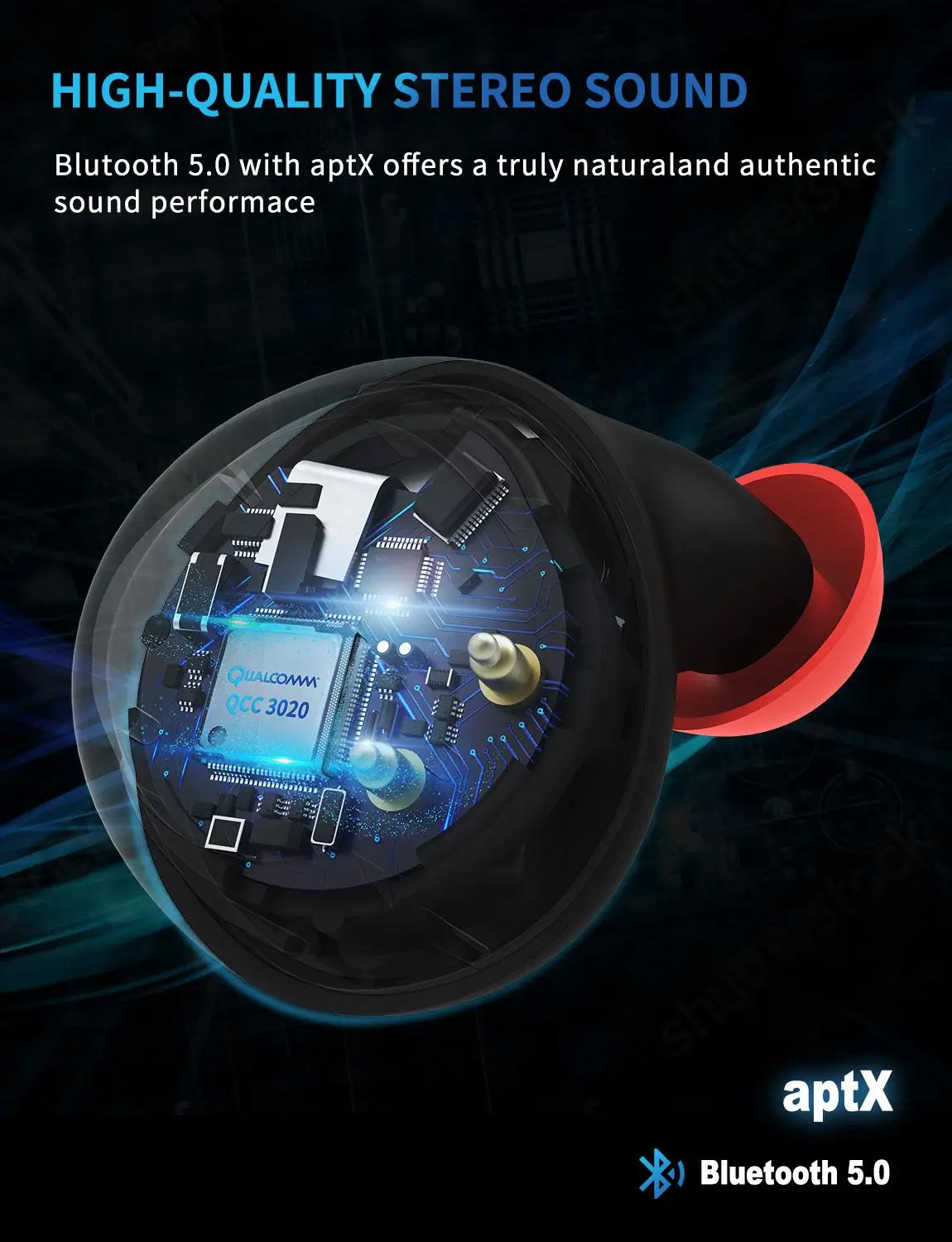 TWS Bluetooth 5 0 aptx Автоматическое Сопряжение сенсорное управление CVC 6 шумоподавление