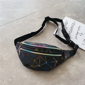 

Laser Beam Waist Bag Casual Women Chest Bag Fashion Shoulder Bags Female Pu Leather Handbag Half-moon Belt Bags