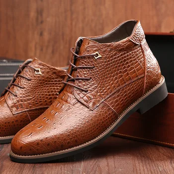 

Men Winter Boots Warm Thicken Fur Men's Ankle Boots Fashion 2018 Male Business Office Formal Leather Shoes 90klo