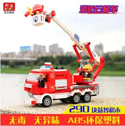 BanBao электрические динамические сборные строительные блоки Обучающие Детские игрушки пожарные воздушные лестницы грузовик 8313