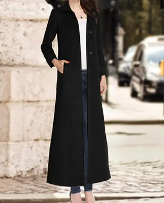 S-6XL, хит, осенняя женская новая модная куртка, индивидуальный большой размер, customizati, длинный тонкий пояс, шерстяное пальто с высоким воротником