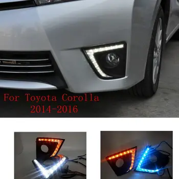 

2Pcs Car Led For Toyota Corolla 2014 2015 2016 White Yellow Daytime Running Light Drl Driving Fog Lamp Blink Accessories Cover