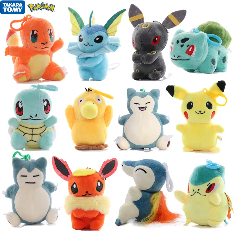 7-14Cm Pokemon Pikachu Psyduck Eevee Snorlax Bulbasau Jigglypuff Stuffed Plush Doll Pet Keychain Ornaments Model Toys Gi Kids | Игрушки и
