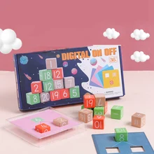 Cube en bois pour enfants, jouet éducatif en bois pour l'apprentissage des maths, bloc avec cartes, division numérique et comptage