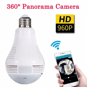 

360 Degree Panorama Video Camera Wifi IP E27 Light Bulb Surveillance Cam CCTV Motion Sensor Night Vision 960P for iPhone Android