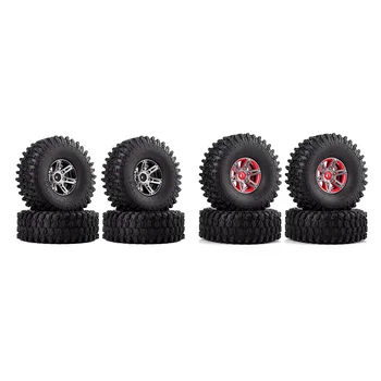 

4Pcs 1.9inch Beadlock Wheel Rim & 1.9 Rubber Tires Set for 1/10 RC Crawler Axial SCX10 90046 RC Car Parts