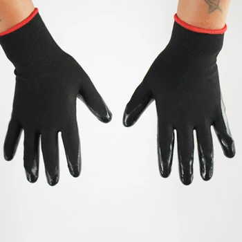 

12 Pairs Nylon Nitrile Coated Safety Work Gloves Builders Construction Mechanic For Palm Coating Gloves Carpenters Maintenance