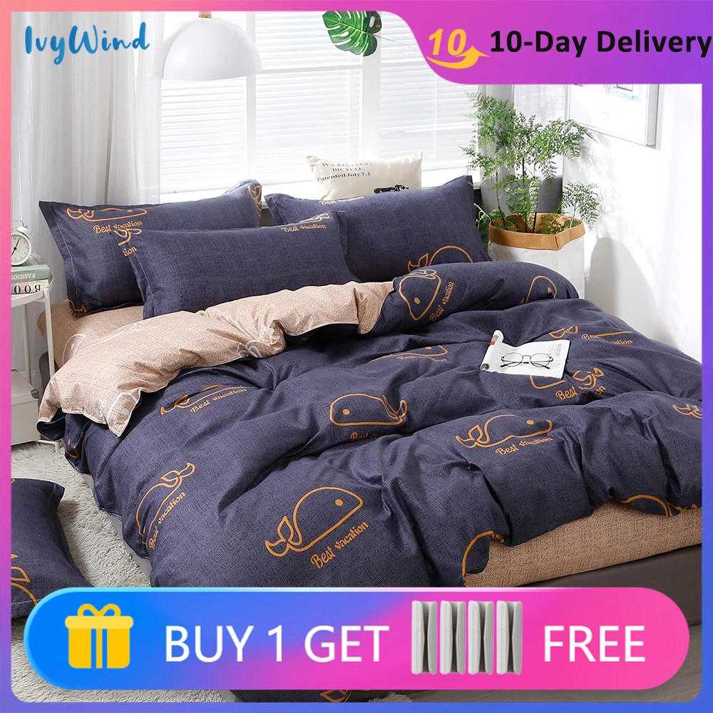 Twin size Bedding Set Polyester Duvet Cover Queen King Bed Linen 2 People Nordic Covers For 150/180/200/220 Home Textile | Дом и сад