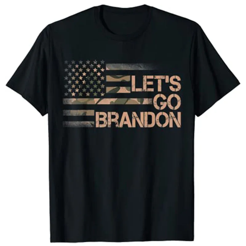 Let'S Go Brandon Camouflage American Flag T-Shirt Graphic T-Shirt Abbigliamento Uomo