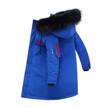 

HUANGTAIZI Boys Camouflage duck down jackets new big boy children's down coat outerwear overcoat thicken hooded natural fur 16Y