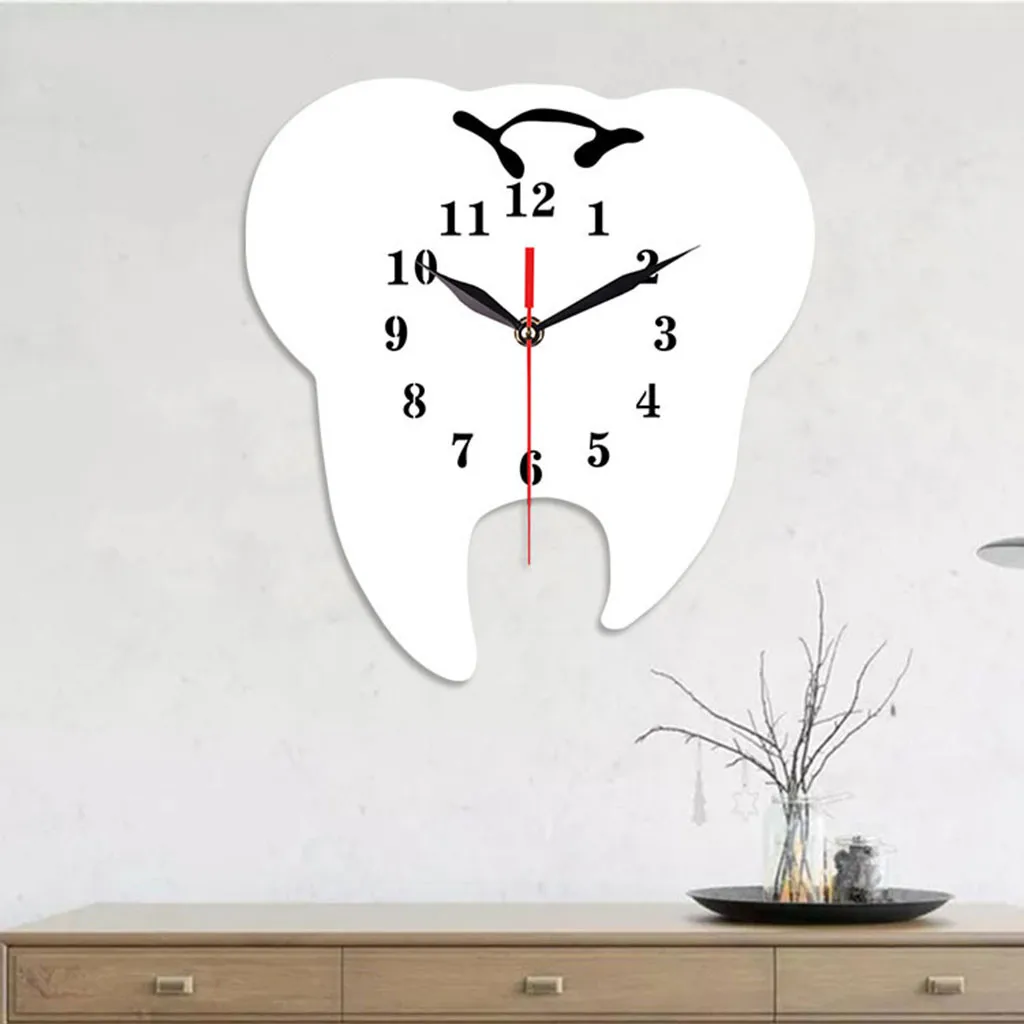 Высокое качество продукты Акриловые немой декоративные часы спальня гостиная стоматологические часы "зуб" дропшиппинг