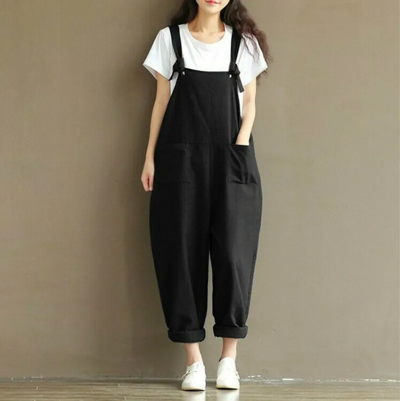 Womens Overalls Loose Dungarees Ladies 