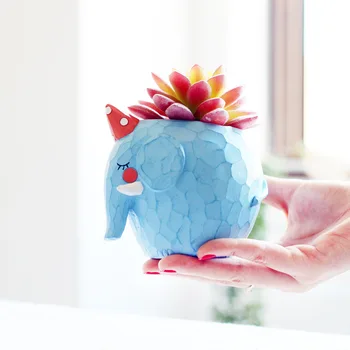 

Cute Small Animal Whale Elephant Zoo Family Figurine Resin Flowerpot Creative Flower Planter Pot for Garden Home Room Decoration
