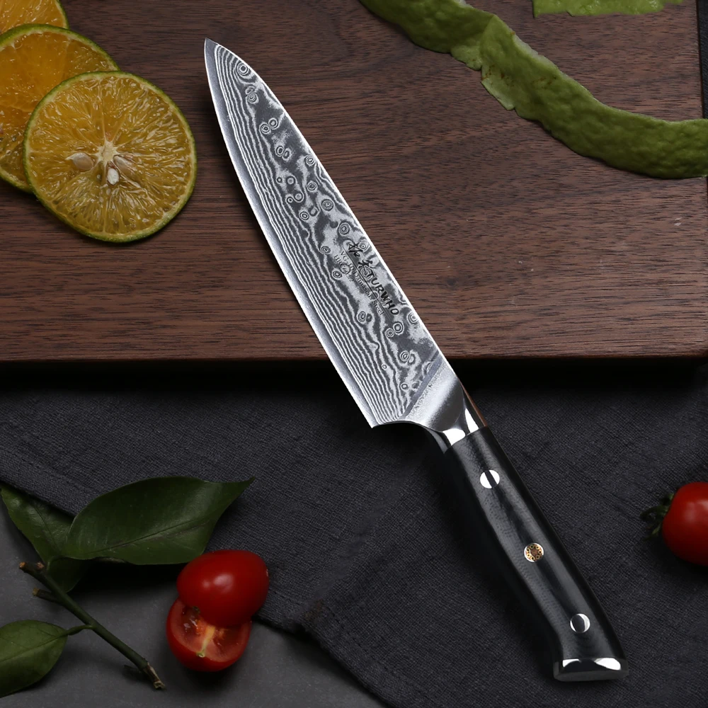 Kitchen Damascus Knife Set Japanese VG-10 Steel Knives Block Set Shadow  Wood Handle for Chef Knife Set High Carbon Core Stainless Steel Full Tang