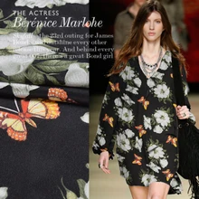 Шелкопряда крепдешин белая Магнолия напечатанная Элегантная удобная ткань