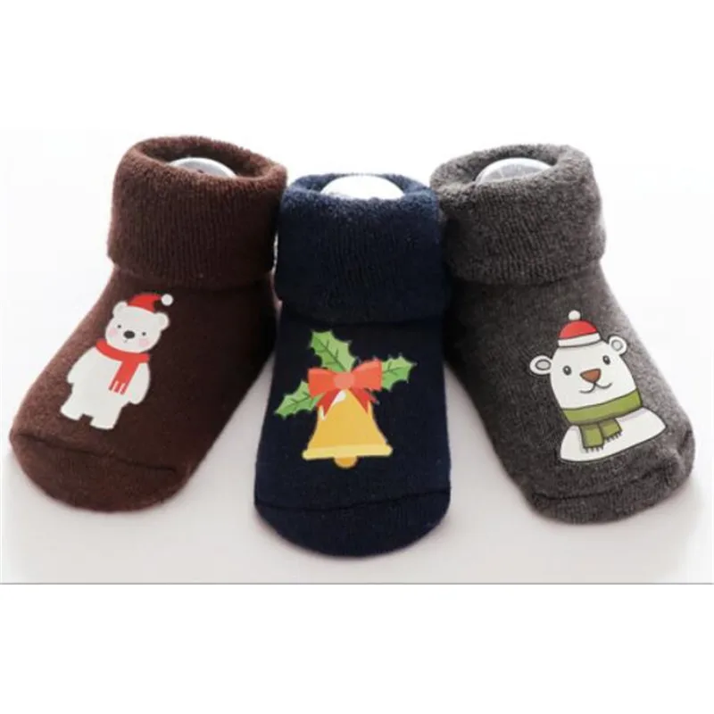 New Brand Infant Baby Boys Girls Christmas Socks Santa Claus Socks Cartoon Cute Printed Baby Girl Boy Winter Sock 3PCS/1PCS - Цвет: As Photo Show