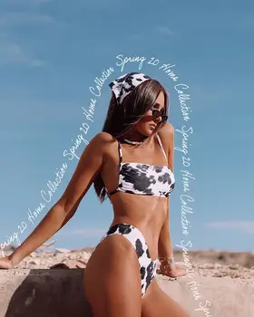 

2020 Ladies Sexy Print Bikini Leopard Bandage Swimsuit Swimsuit Summer Swimsuit Push-up Swimsuit Brazil Beach Wear