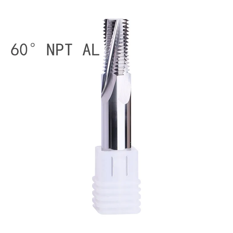 

60°NPT NPTF Full Tooth Aluminum Thread Milling Cutter Carbide Tungsten Steel American End mill 1pc 1/16" 1/8" 1/4"x18 3/8"x18