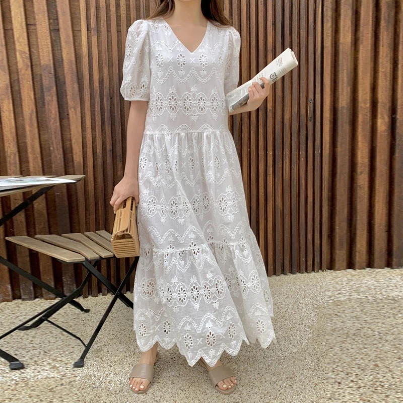 Cotton lace white dress Clearance