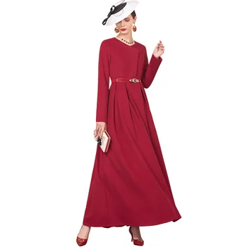

2019 Winter Trend Wool Long Dress Runway Red Dress Office Lady Evening New Year Party Dresses DZ2273