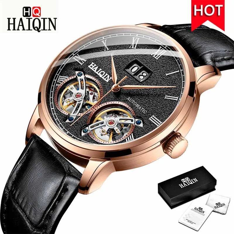 S-Gold Black HAIQIN, мужские часы, мужские часы, топ класса люкс, модные/механические/спортивные/Золотые/Водонепроницаемые/Автоматические/деловые/мужские часы - Цвет: S-Gold Black