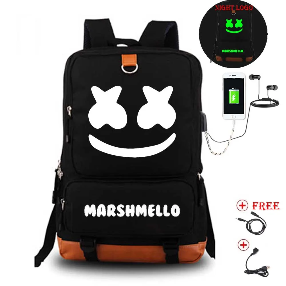 DJ Marshmallow рюкзак школьные рюкзаки для мальчиков и девочек студенческие сумки USB многофункциональная Дорожная сумка на молнии сумка для ноутбука - Цвет: style1