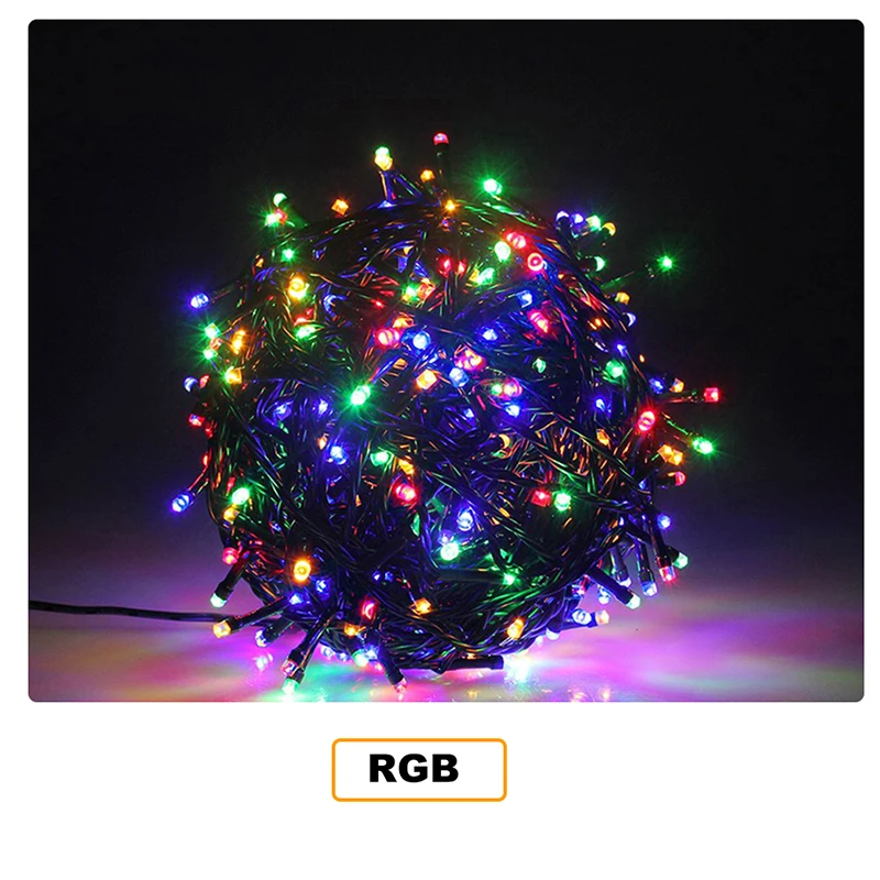 thumbnail image 1 of Guirnalda de luces LED impermeables de 100 m para fiestas navideñas, bodas, vacaciones, luces parpadeantes de hadas para árboles, patios, decoración al aire libre, 1 of 5