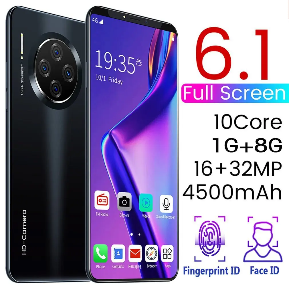 

6.1" Smartphone for Mate33 Pro Big Screen Android Phone Hd Display Hd Camera Twilight Streamline Fashion Shape Mobile Phone