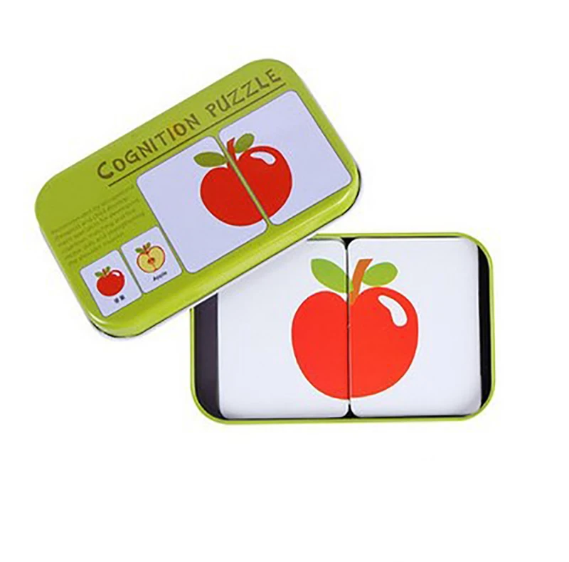 Portable Montessori Toy Puzzle Card Kids Cognition Early Educational Toys Match Game Child Preschool Learing Pocket Flash Card 8