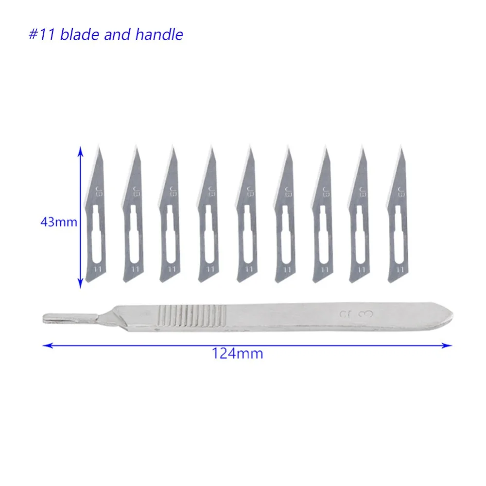 FIXFANS Metal Scalpel Knife Kit Stainless Steel Thick Handle + 20pcs #11 #23 Knife Blade DIY Cutting PCB Repair Tools (3)