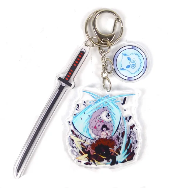 Anime Demon Slayer Kamado Tanjirou Kimetsu No Yaiba Pendant Keychains Acrylic Cartoon Key Chain Decoration Keyring Prop Gift 2